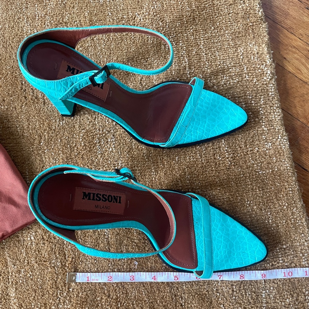 Missoni Blue Heels Mules croc - Picture 4 of 6